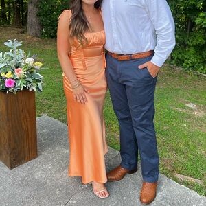 Fortunate One Orange Satin Dress